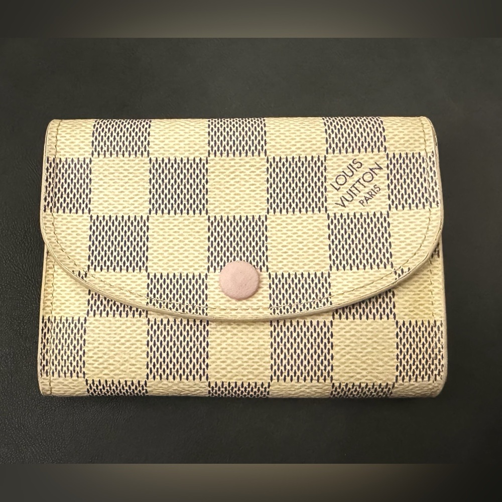 Authentic Louis Vuitton Rosalie Coin Purse in classic Damier Azur canvas